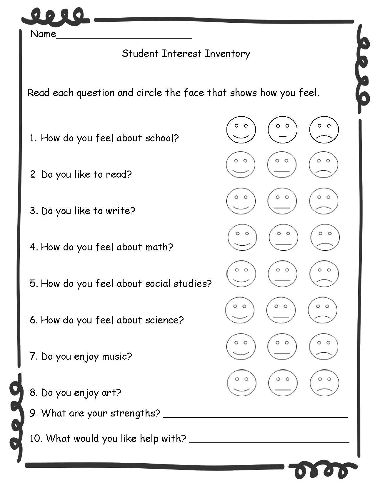 Free Printable Learning Style Inventory Sheets