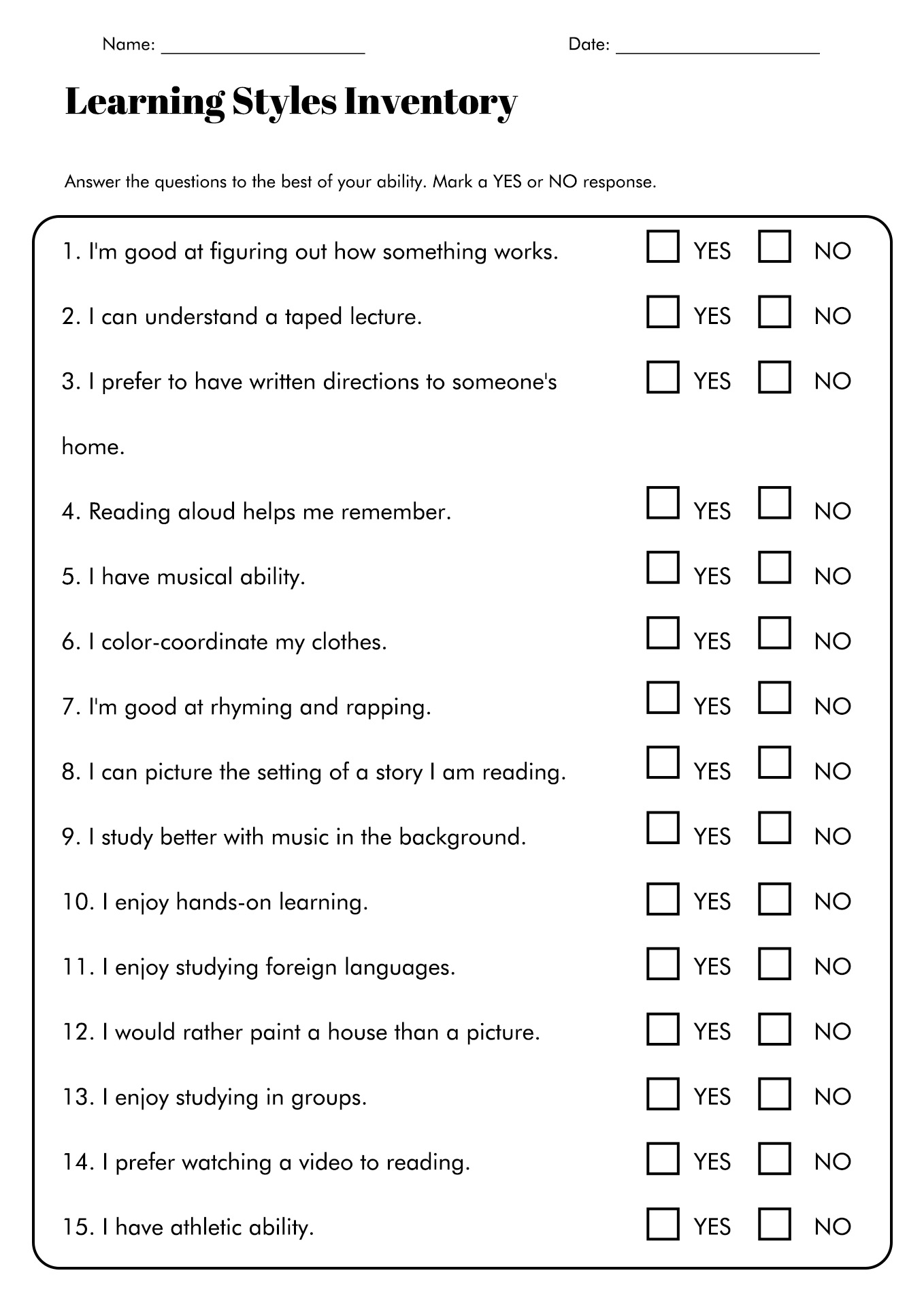Learning Styles Inventory