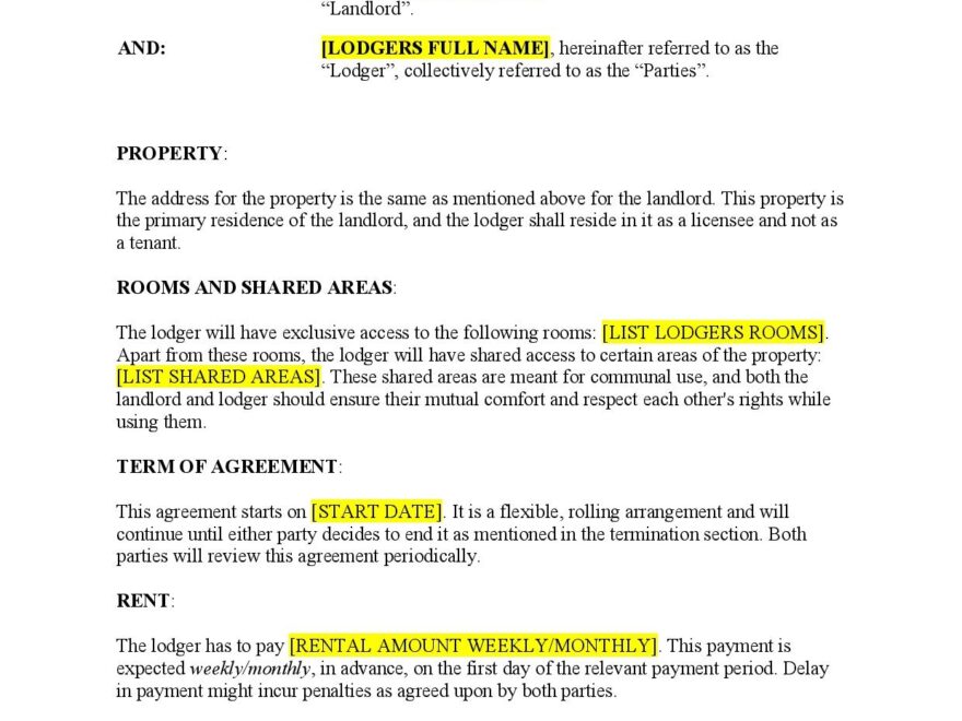 Lodger Agreement Template Free Download Easy Legal Docs