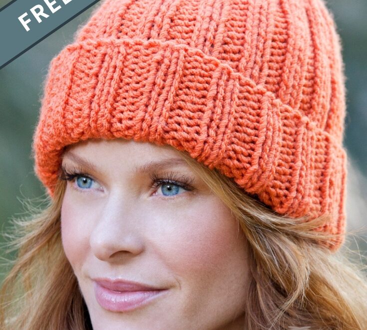 Lovely Ribbed Knitted Hat FREE Knitting Pattern