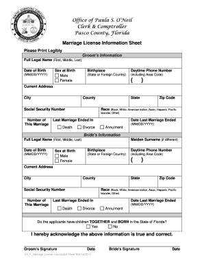 Marriage Certificate Application Form Templates Page 2 PdfFiller