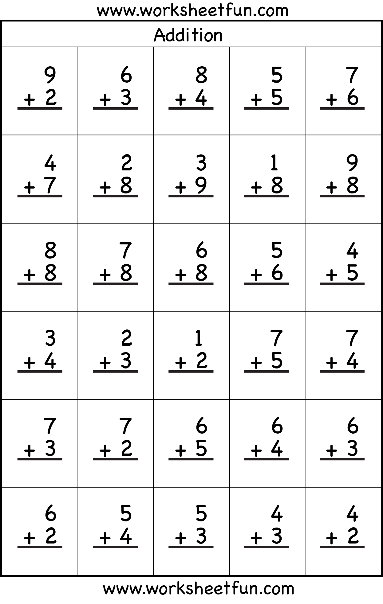 Math Facts Printable Sheets