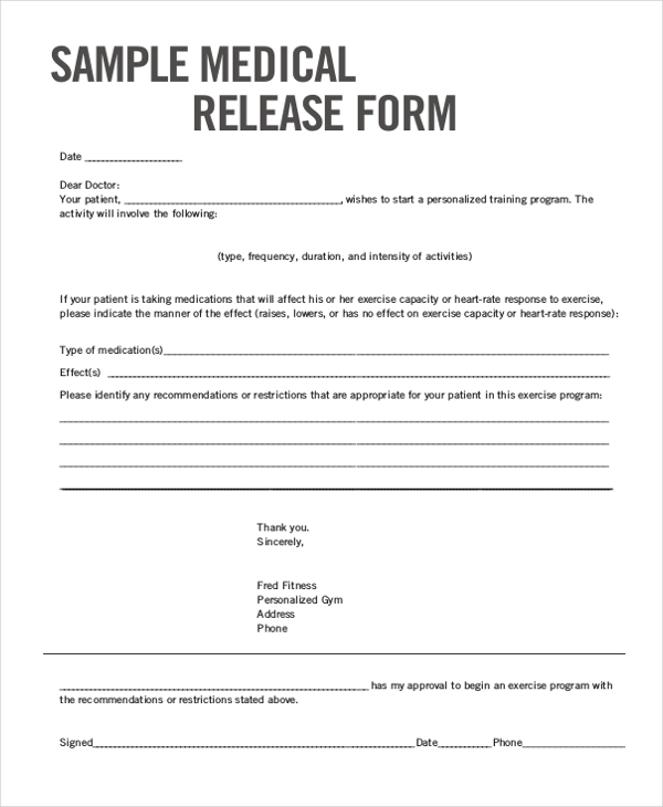 Medical Release Form Printable Free Printable Forms Free Online