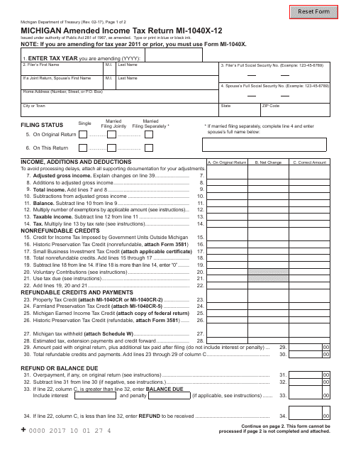 Michigan Tax Forms Printable Printable Forms Free Online