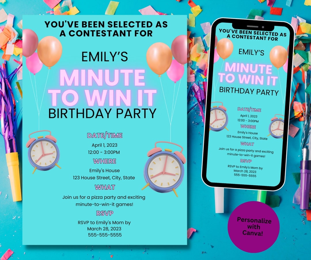 Minute To Win It Free Printable Invitations