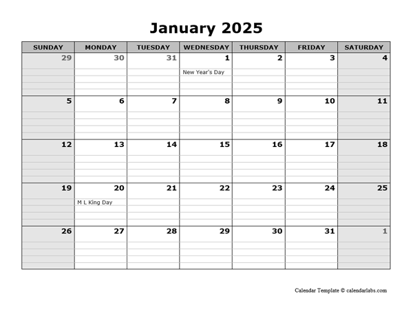 Monthly Calendar 2025 Printable Free With Lines On Calendar P John 