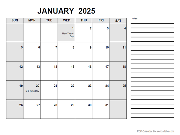 Monthly Calendar 2025 Printable Pdf A Terrell Healey