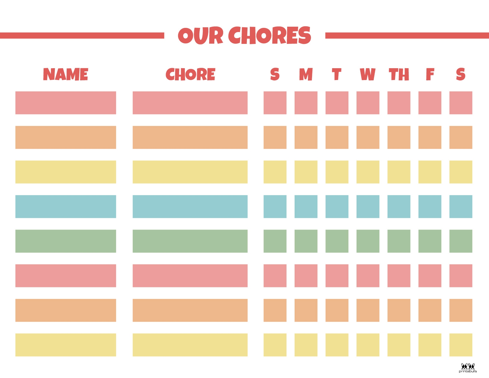 Multiple Children Chore Charts 10 Free Printable Charts Printabulls