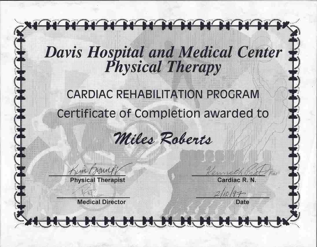 Find Printable Graduation Certificate From Cardiac Rehab Program