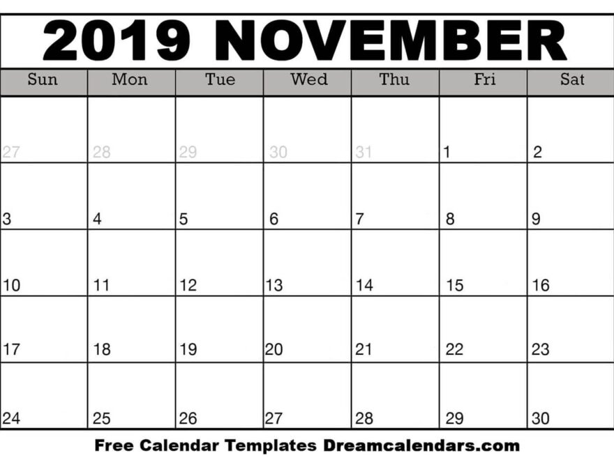 November Printable Calender