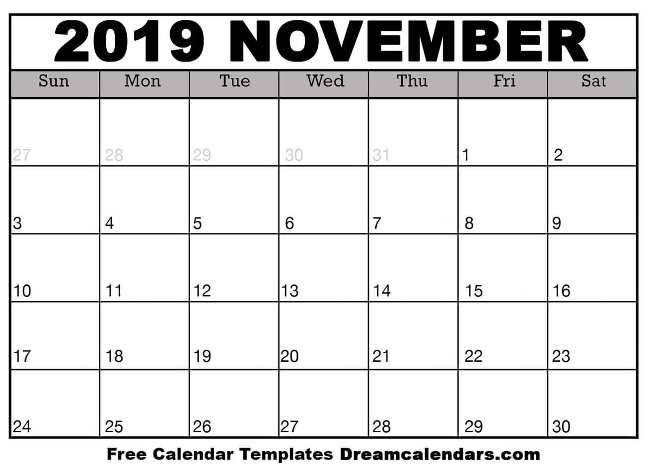 November Printable Calender