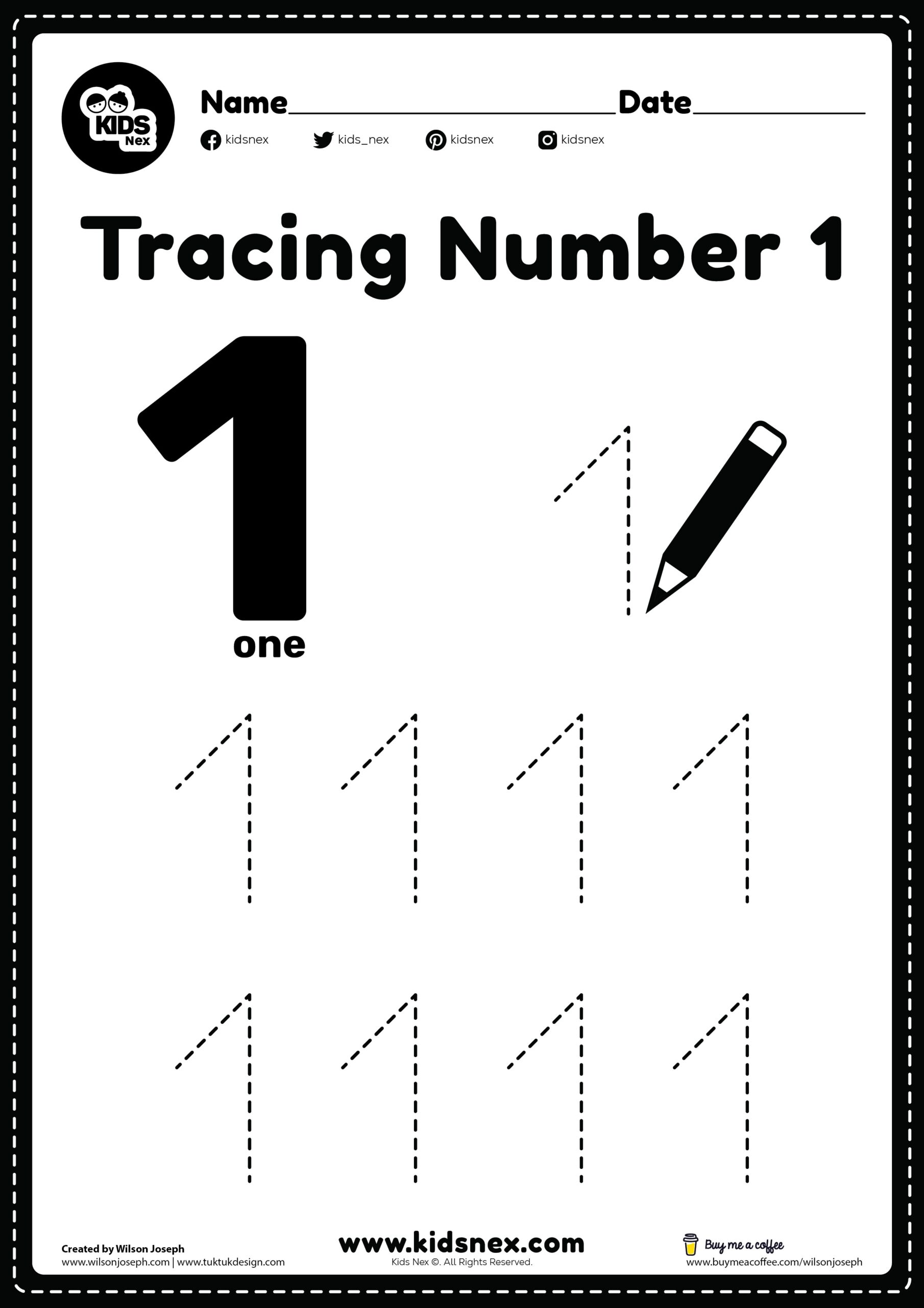 Number 1 Worksheets Kindergarten Printable Images And Photos Finder