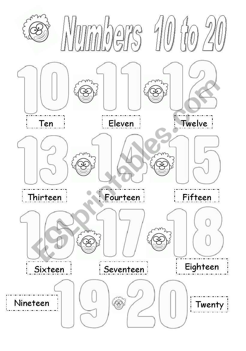 Number 10 To 20 Worksheets