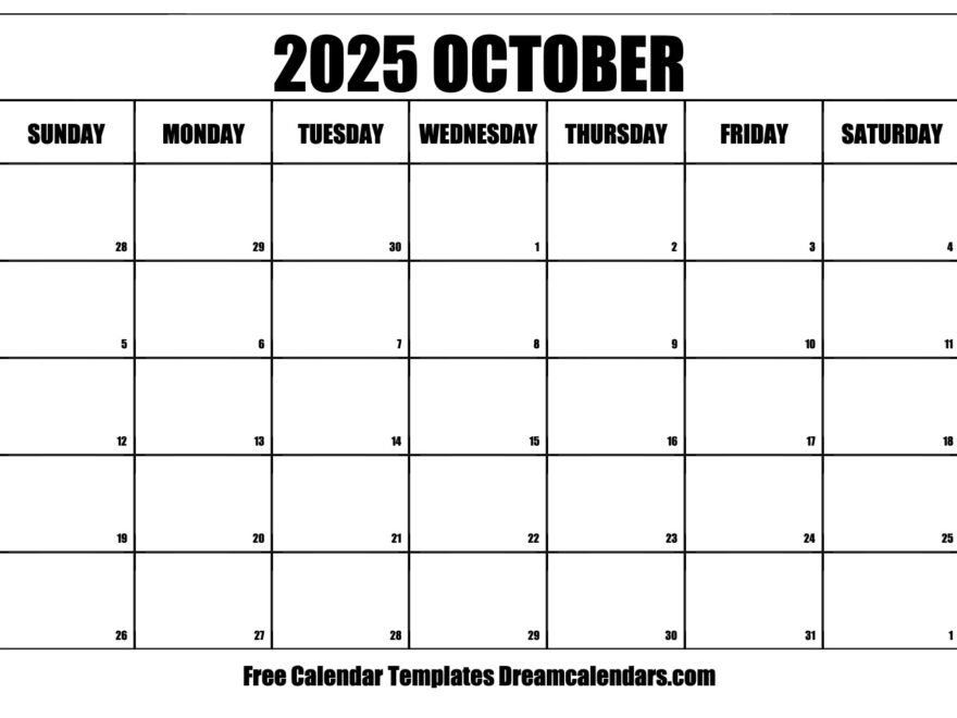 October 2025 Calendar Page Free Printable Noah L Cherry
