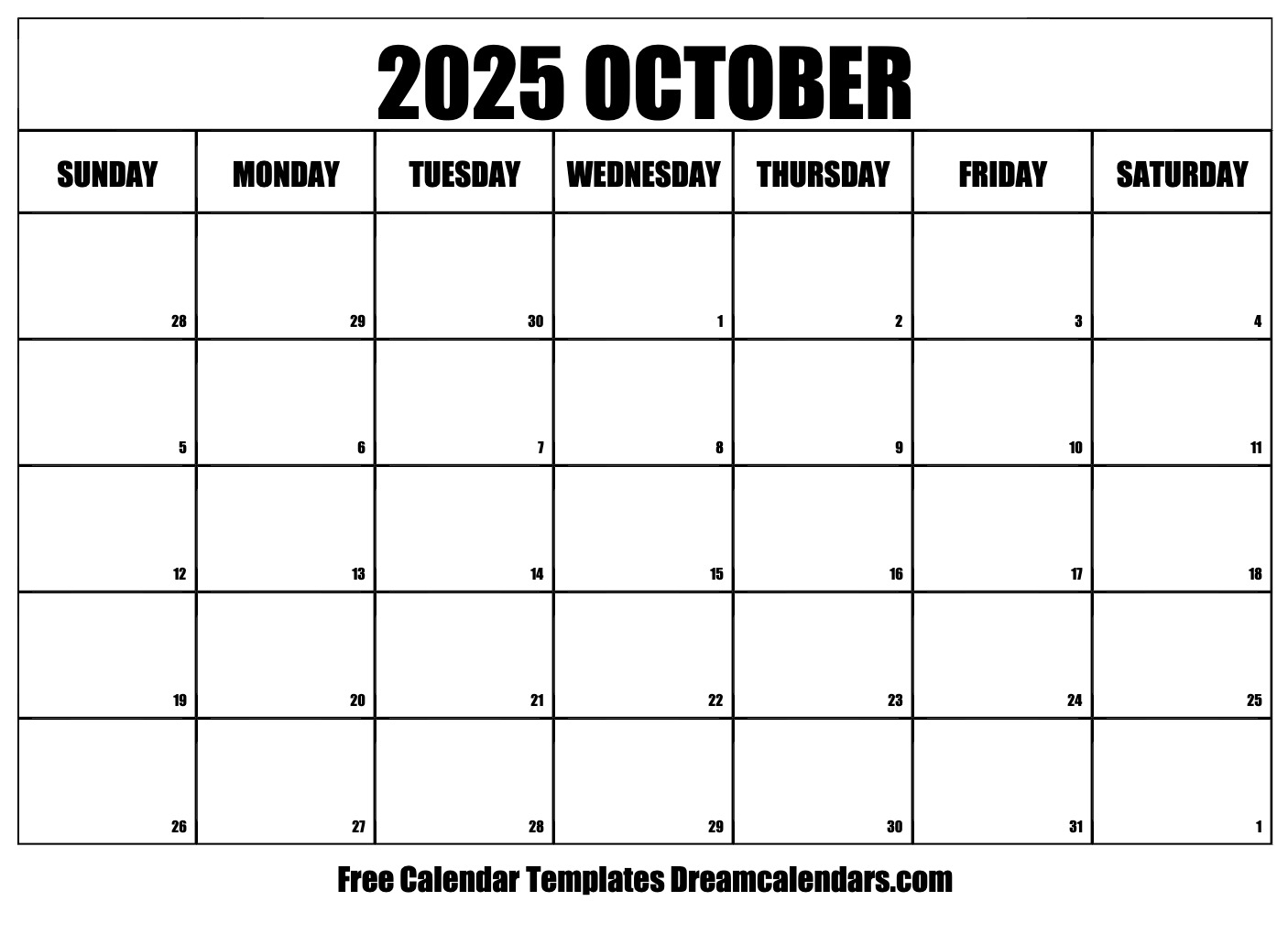 October 2025 Calendar Page Free Printable Noah L Cherry