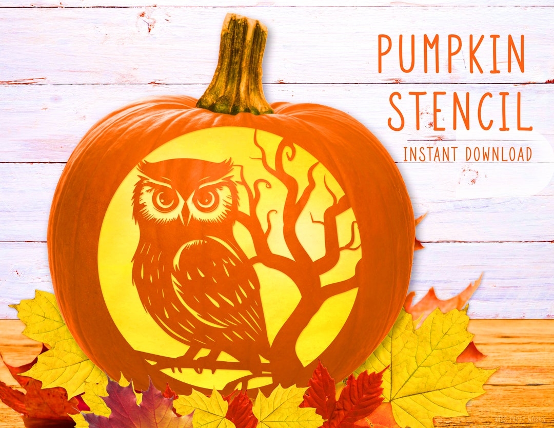 Owl Pumpkin Stencil Pumpkin Carving Stencil Printable Pumpkin Pattern 