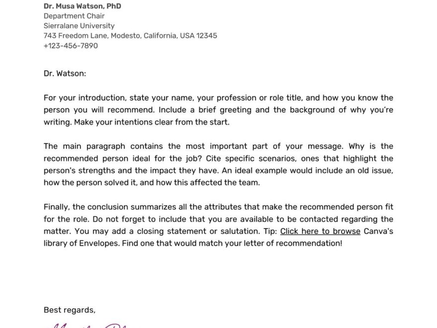 Page 3 Free Printable Letter Of Recommendation Templates Canva
