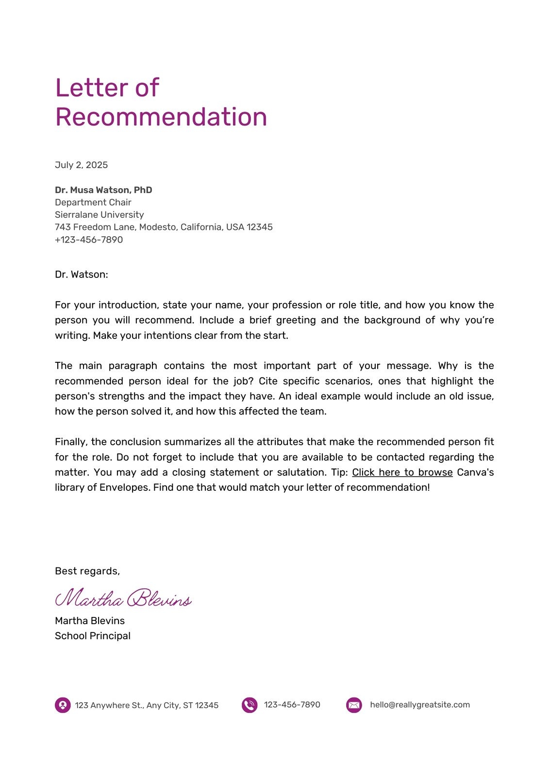 Page 3 Free Printable Letter Of Recommendation Templates Canva
