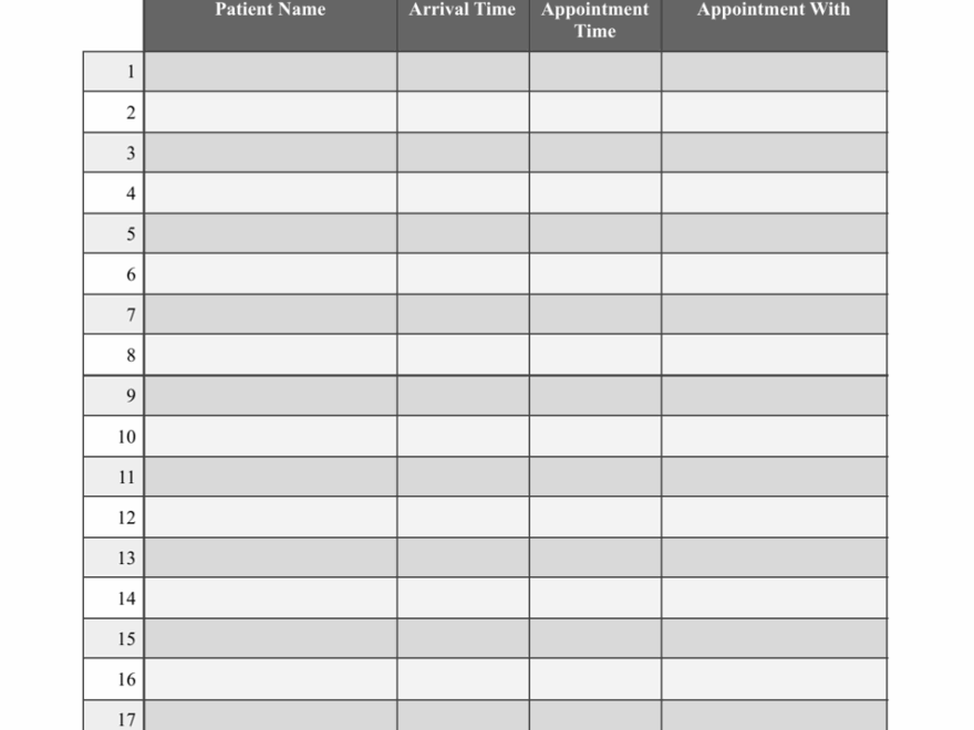 Patient Sign In Sheet Template Download Printable PDF Templateroller