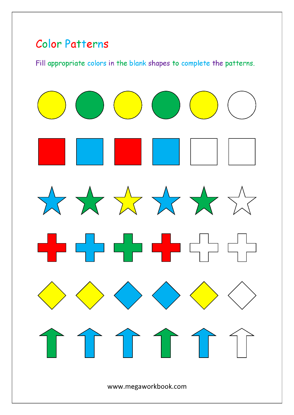 Patterns For Kindergarten Printable Worksheet