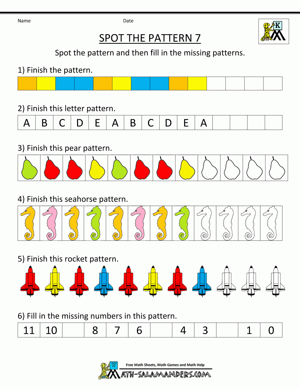 Patterns Grade 1 Worksheet