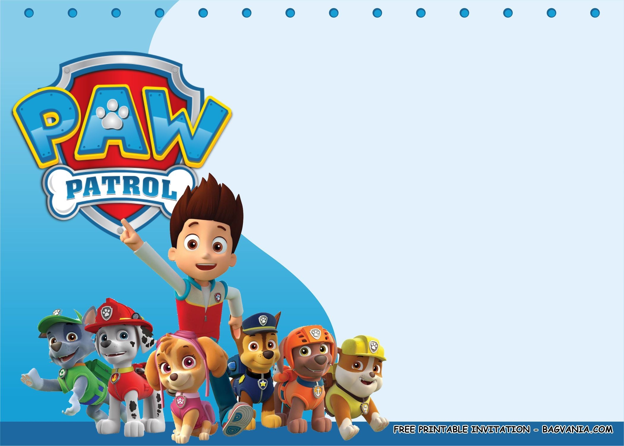 Free Printable Paw Patrol 4th Birthday Card