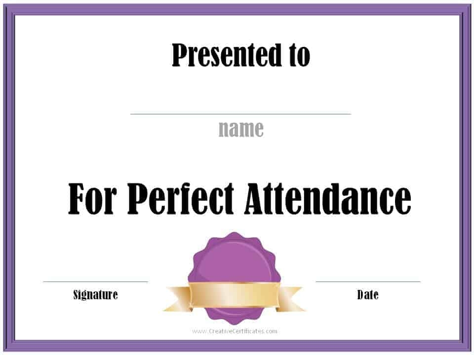 Perfect Attendance Certificate Printable