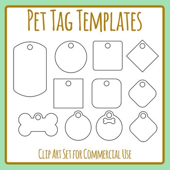Pet ID Tag Blank Templates Clip Art Set For Commercial Use By Hidesy 39 s