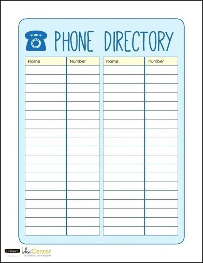 Free Printable Phone Directory Template