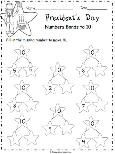Presidents Day Math Sheet