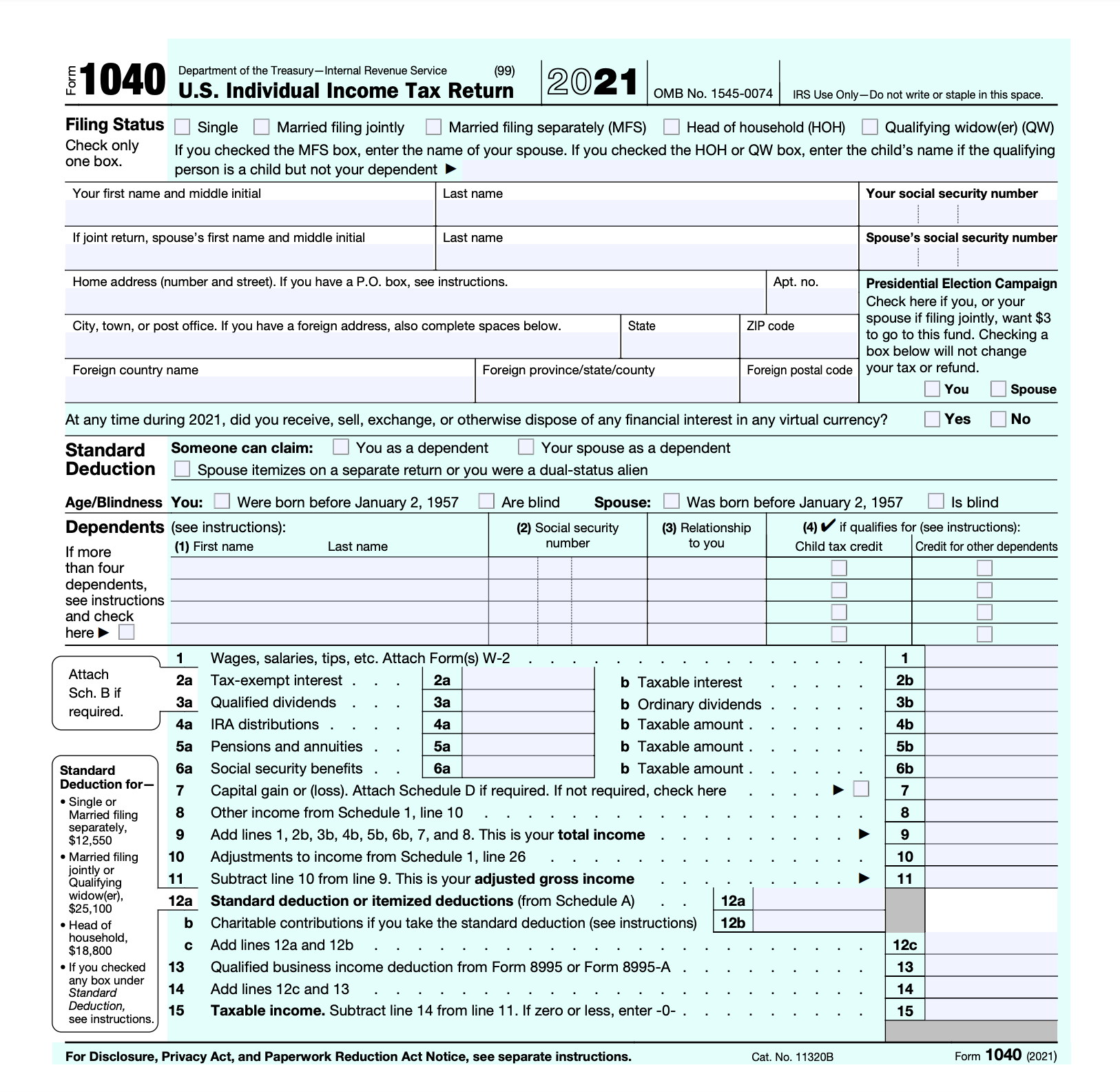 Printable 1040ez Form 2025 James M Goodwin