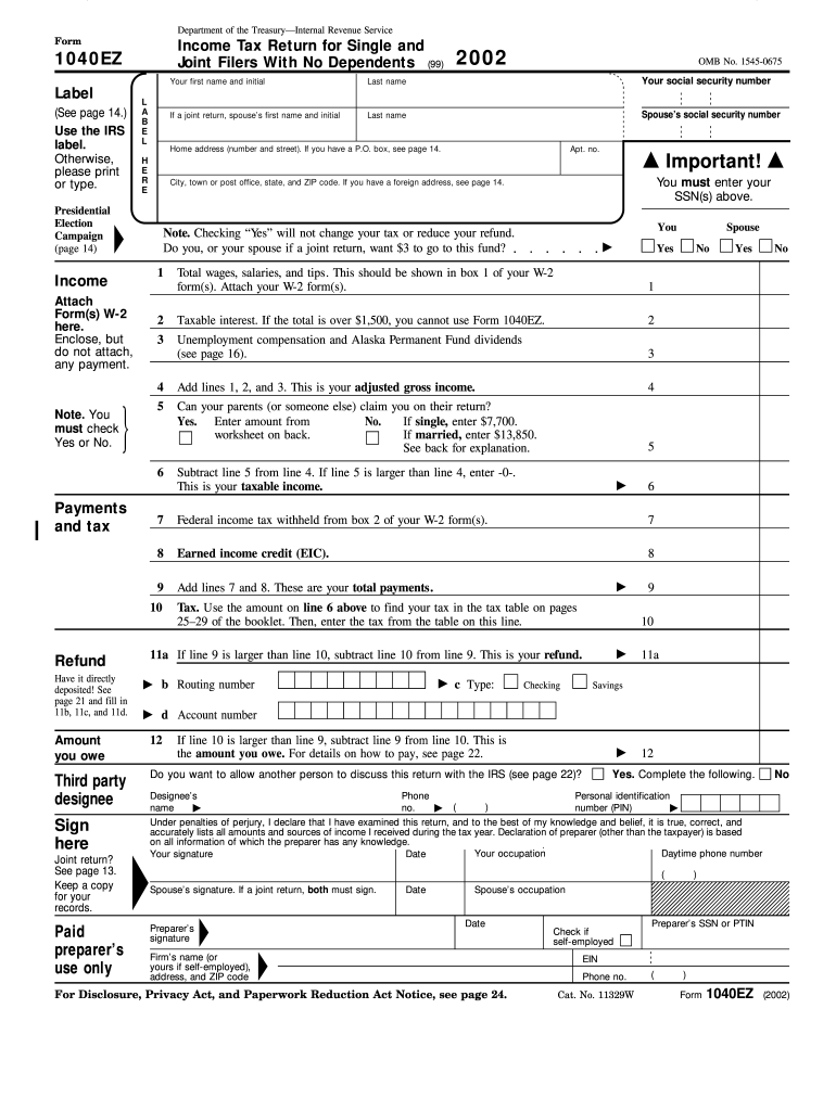 Printable 1040ez Form 2025 Uma Dawson