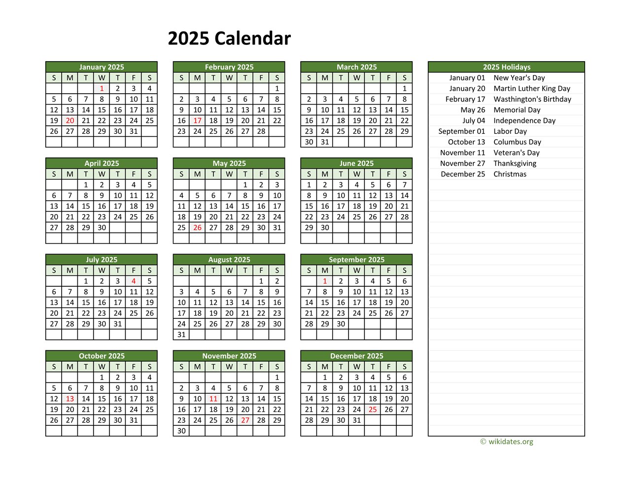 Printable 2025 Calendar With Holidays Uk Tristan Huish C 