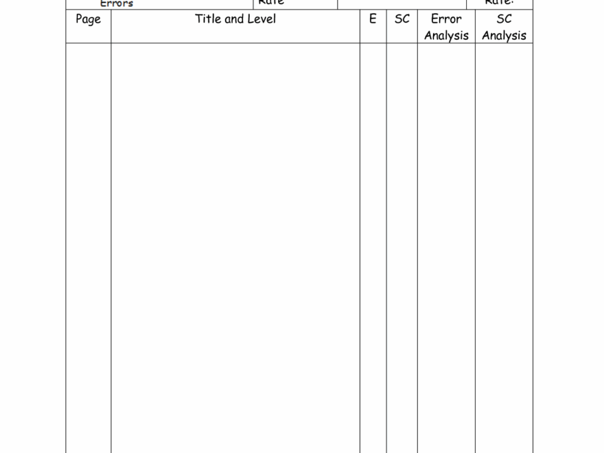 Printable Blank Running Record Form Fountas And Pinnell Printable
