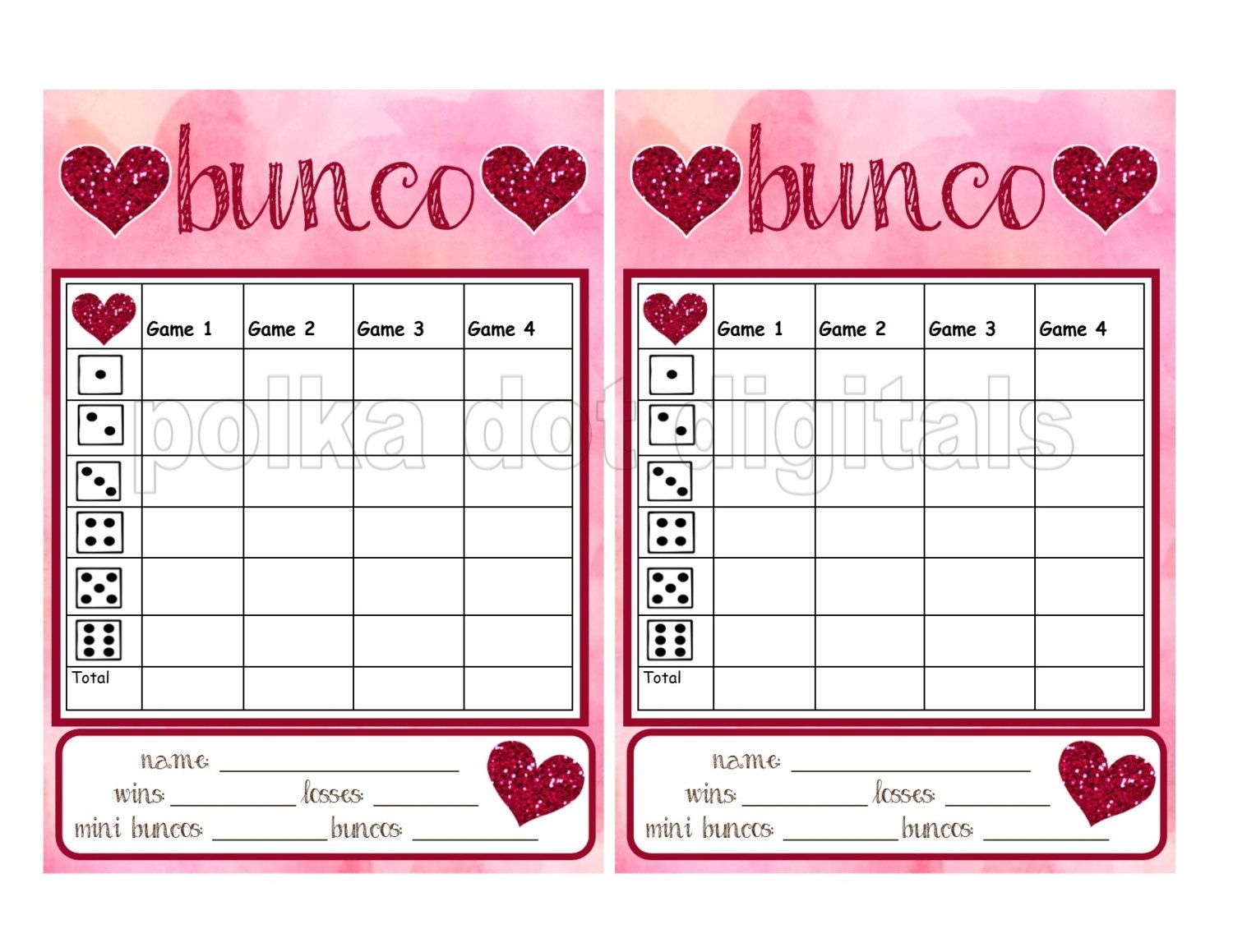 Free Printable Bunco Table Cards