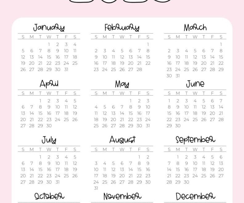 Printable Calendar 2025 Cute Tracy S Chu