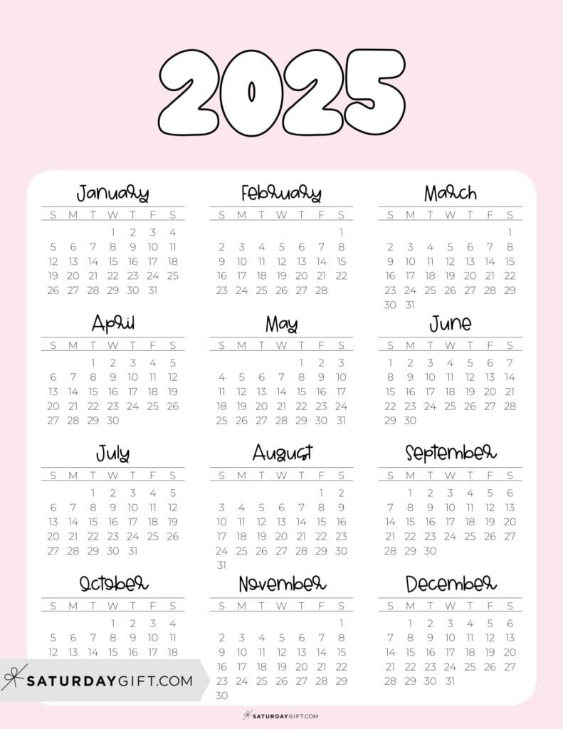 Printable Calendar 2025 Cute Tracy S Chu