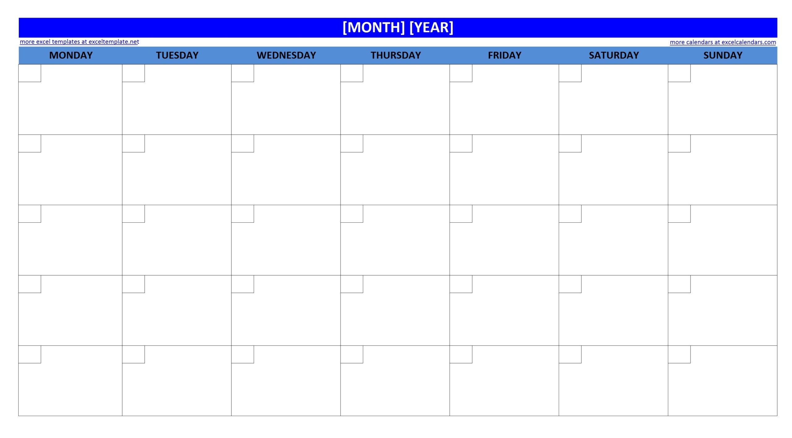 Printable Calendar With Large Boxes