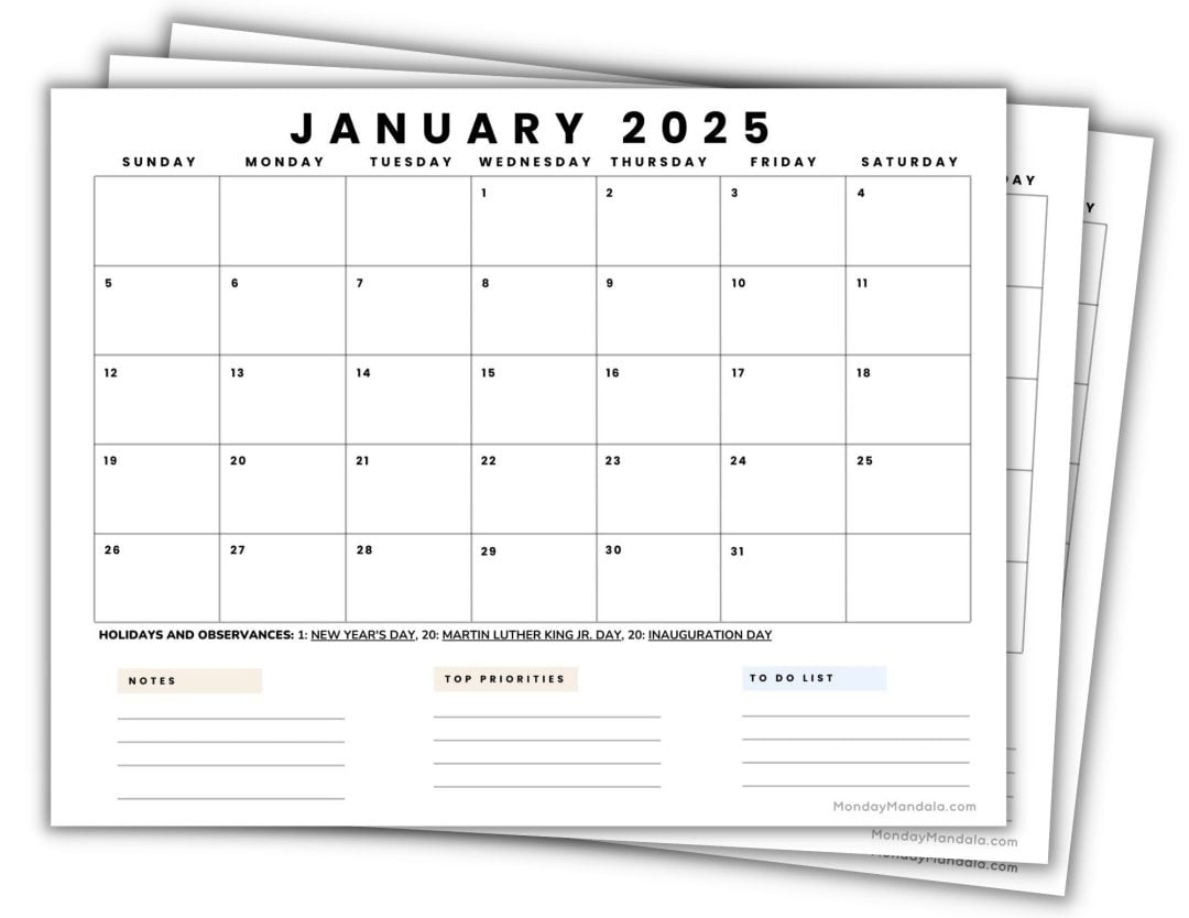 Free Printable Calendar 2025 No Download