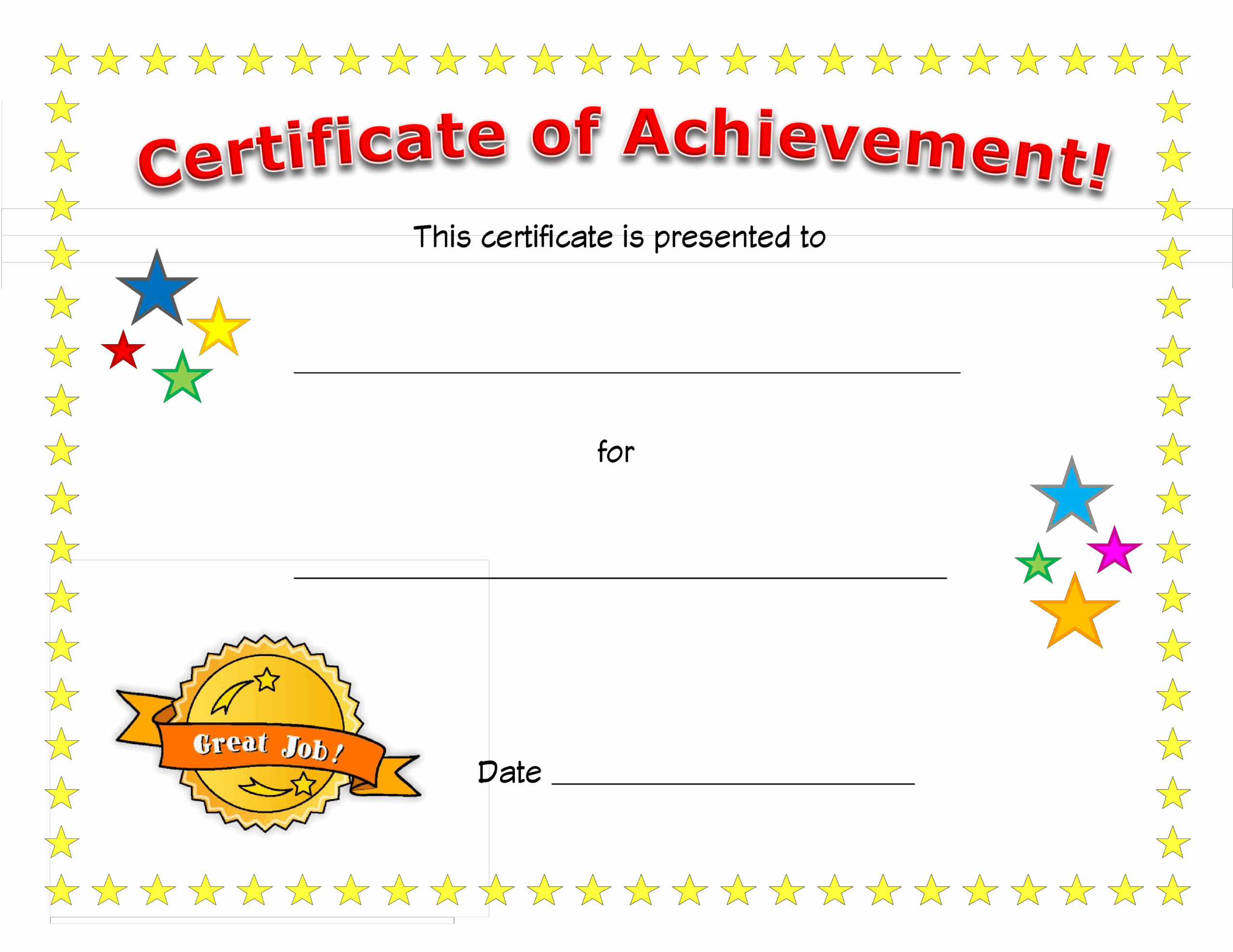 Free Printable Certificate Of Achievement Awards