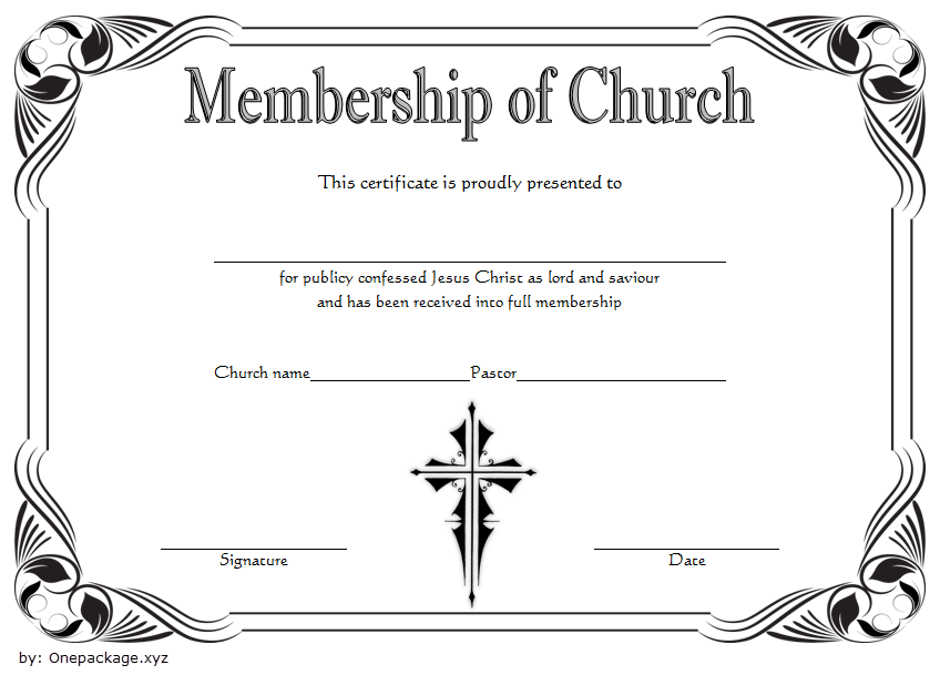 Printable Church Membership Certificates