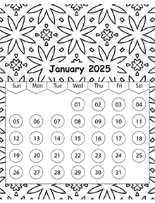 Printable Coloring Calendar 2025 Bryn Marnia