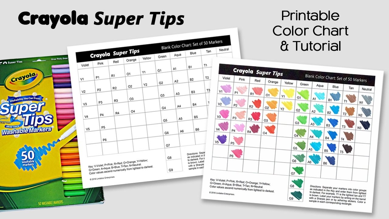 Printable Crayola Supertips Color Chart
