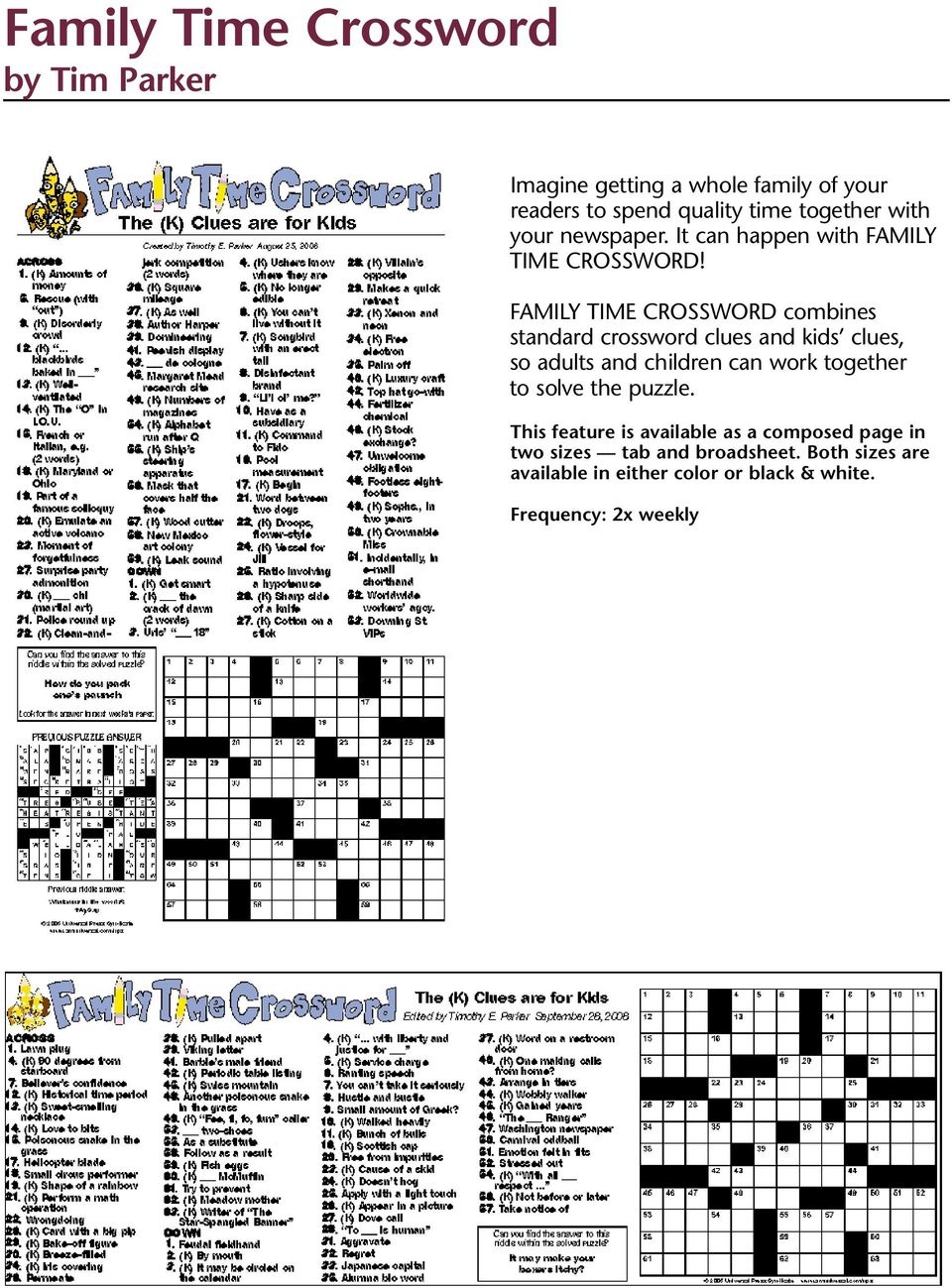 Printable Crosswords Edited By Timothy Parker Sally Crossword Puzzles