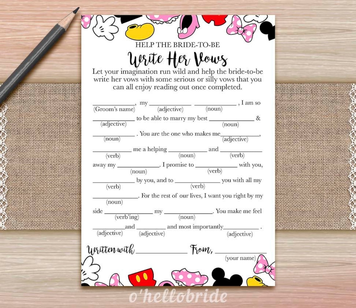 Printable Disney Bridal Shower Game Help The Bride To Be Etsy