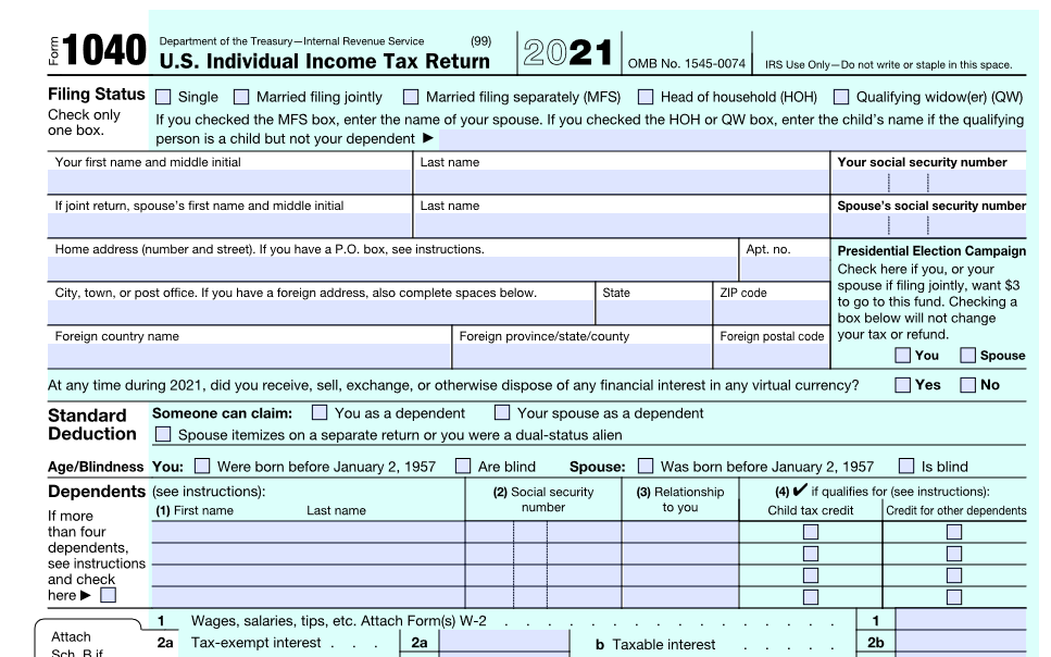 Irs Printable Tax Form