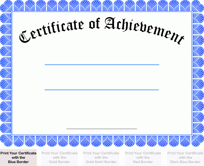 Printable Free Certificate Of Achievement