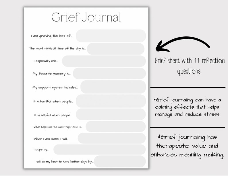 Printable Grief Journal Grief Template Coping With Grief 