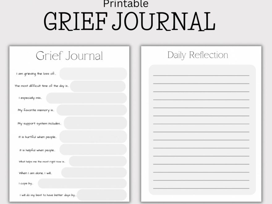 Printable Grief Journal Grief Template Coping With Grief