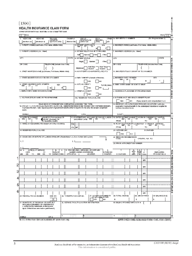 Printable Hcfa 1500 Form